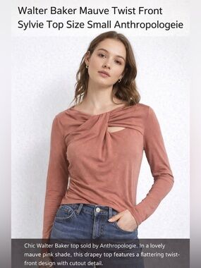 Anthropologie Walter Baker Sylvie Twist Front Top Mauve Size M